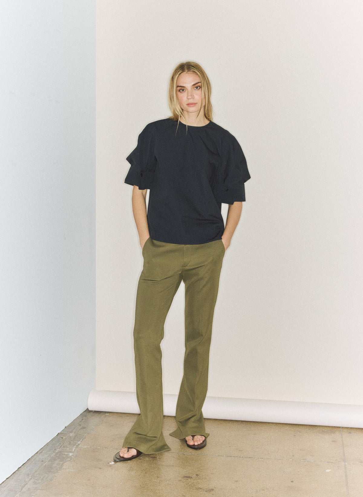 Compact Eco Poplin Reverse Sleeve Top | Tibi Deals