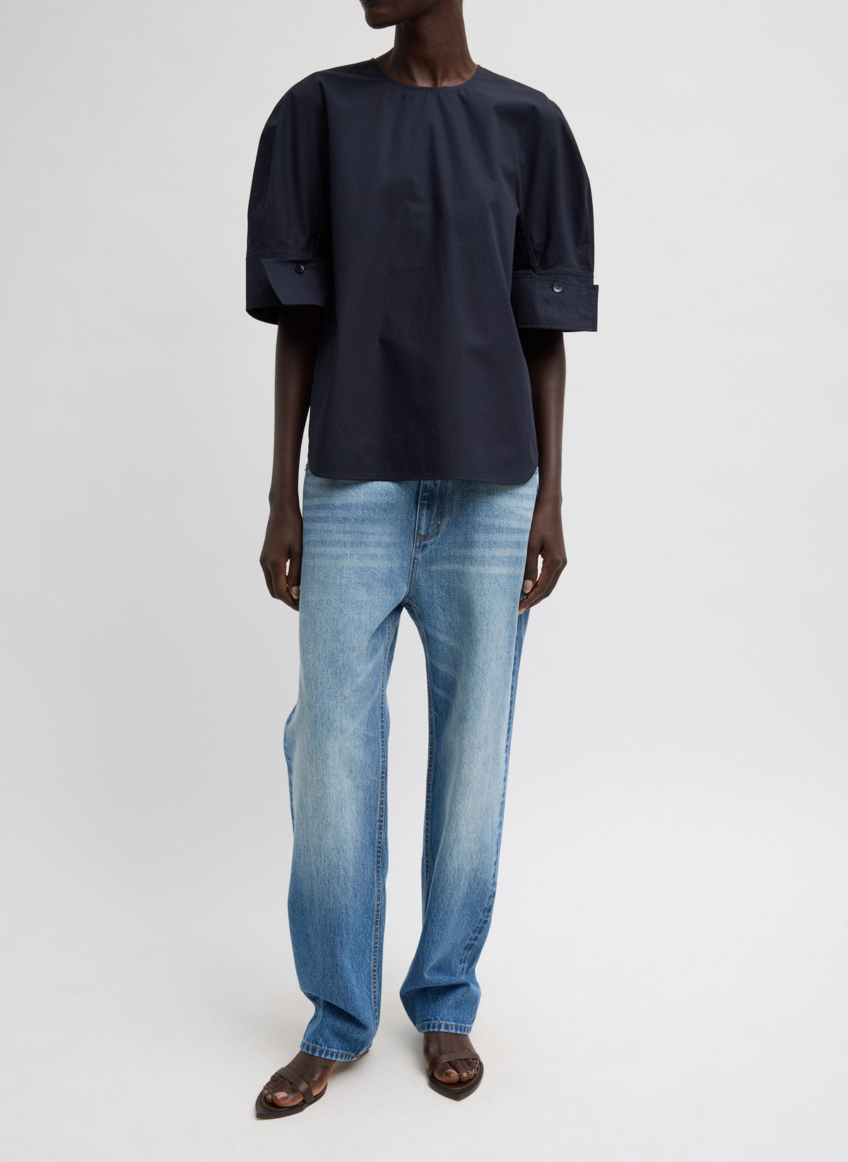 Compact Eco Poplin Reverse Sleeve Top | Tibi Deals