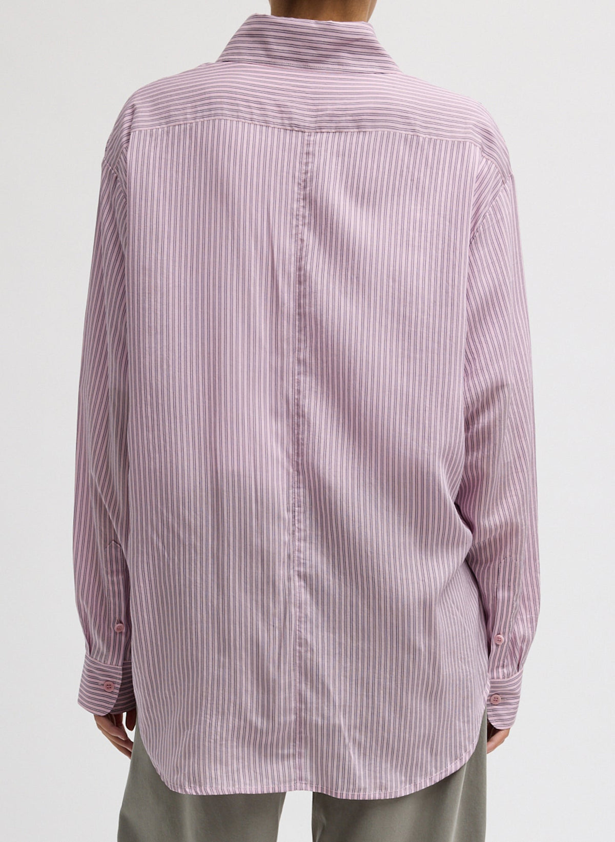 Ultra Light Silk Tencel Striped Pintucked Shirt | Tibi Everyday
