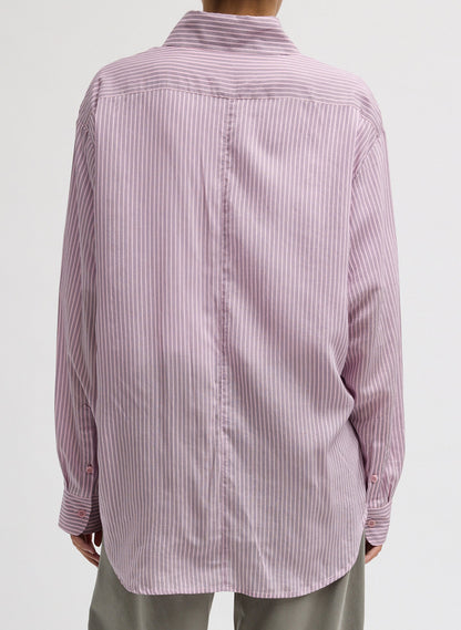 Ultra Light Silk Tencel Striped Pintucked Shirt | Tibi Everyday