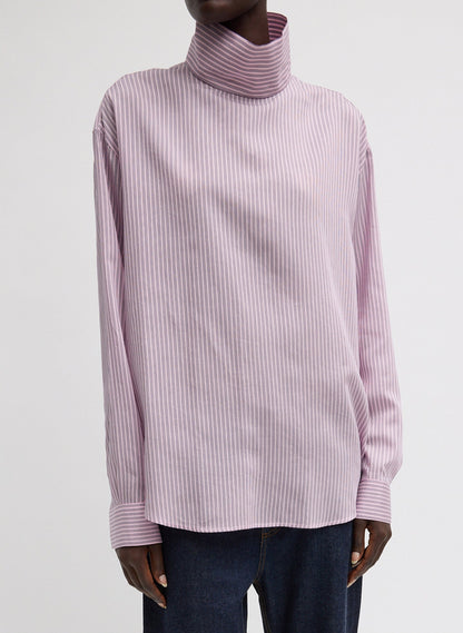 Ultra Light Silk Tencel Striped Funnel Neck Shirt | Tibi Deals
