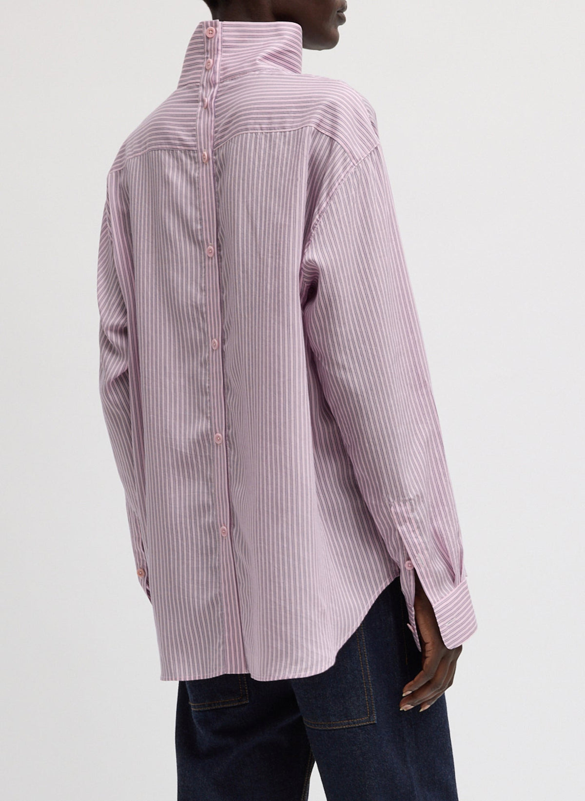 Ultra Light Silk Tencel Striped Funnel Neck Shirt | Tibi Deals