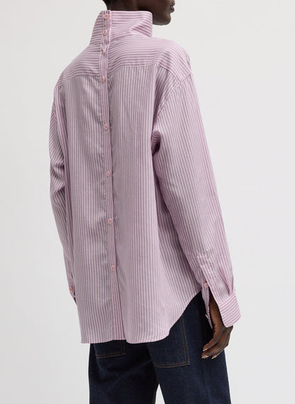 Ultra Light Silk Tencel Striped Funnel Neck Shirt | Tibi Deals