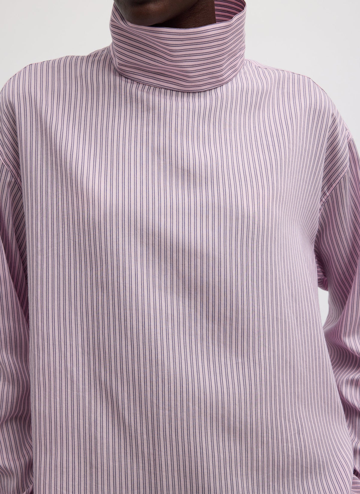 Ultra Light Silk Tencel Striped Funnel Neck Shirt | Tibi Deals