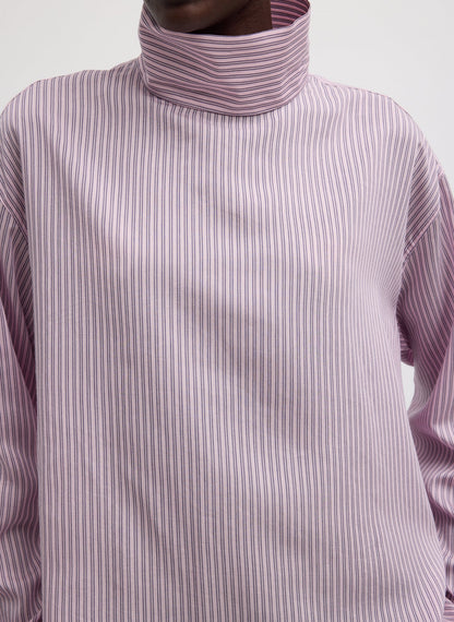 Ultra Light Silk Tencel Striped Funnel Neck Shirt | Tibi Deals