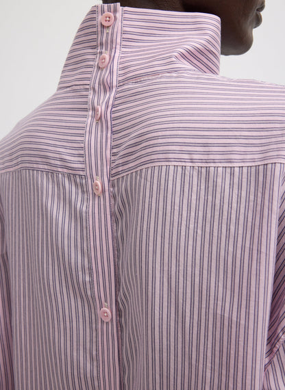 Ultra Light Silk Tencel Striped Funnel Neck Shirt | Tibi Deals