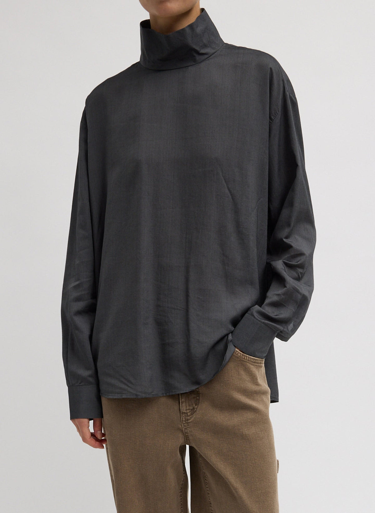 Ultra Light Silk Tencel Funnel Neck Shirt | Tibi Hot Sale