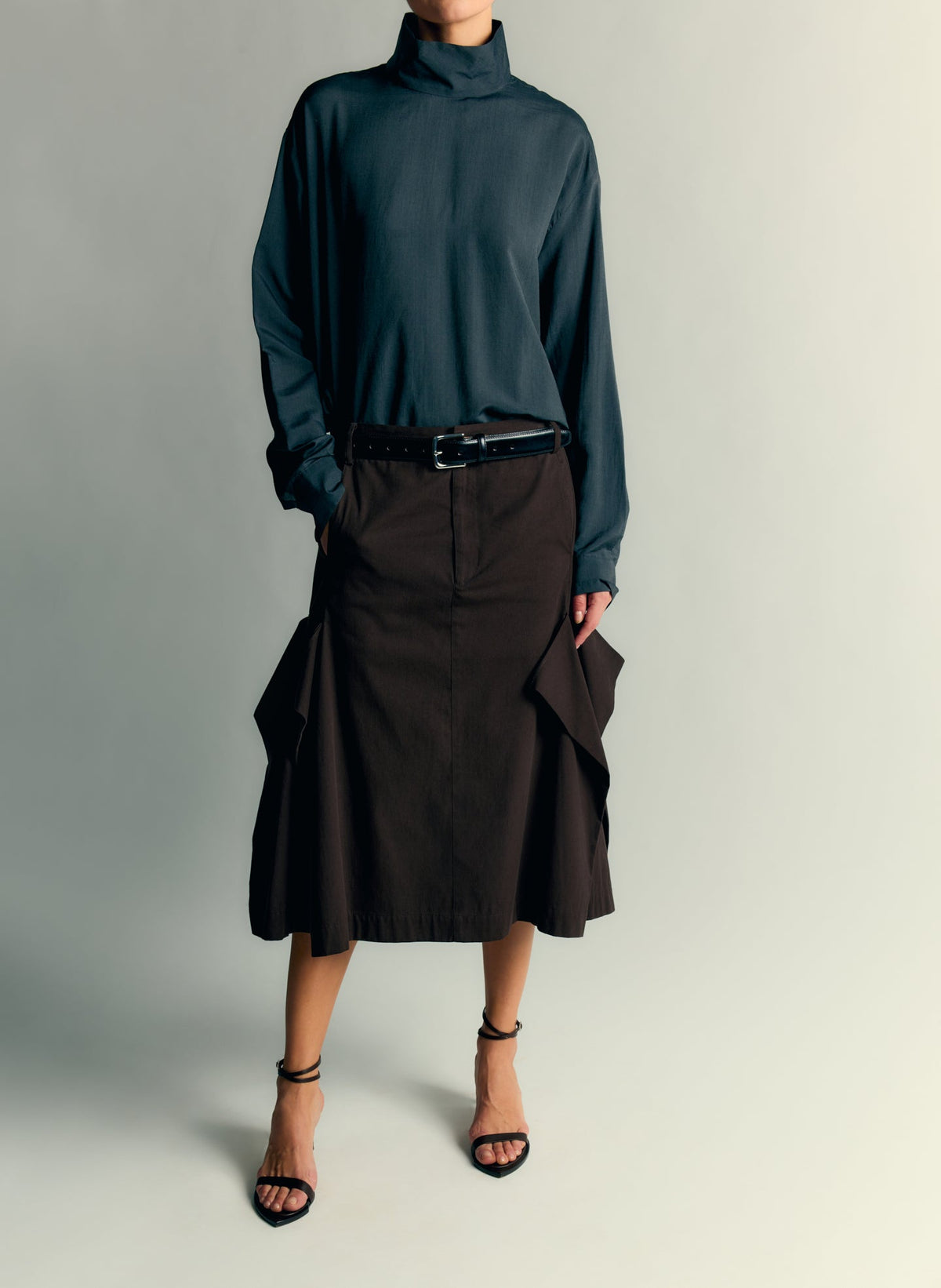 Ultra Light Silk Tencel Funnel Neck Shirt | Tibi Hot Sale
