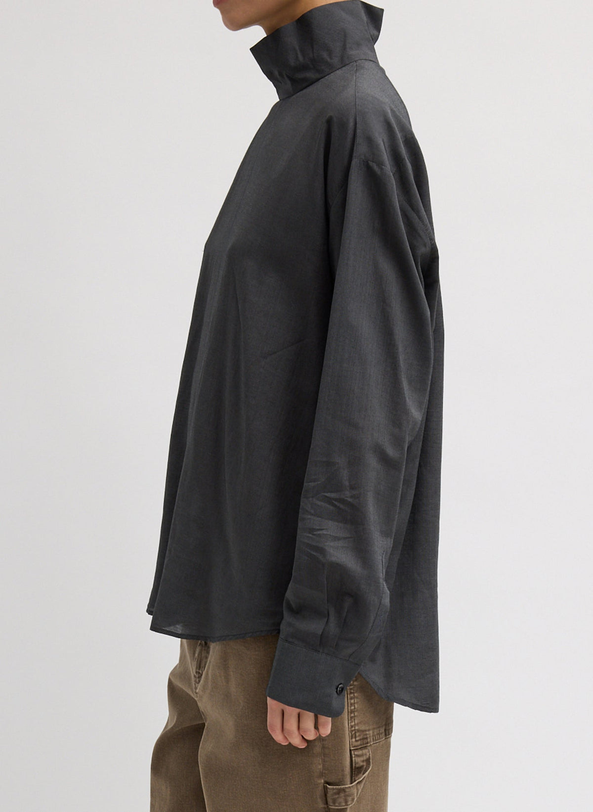 Ultra Light Silk Tencel Funnel Neck Shirt | Tibi Hot Sale