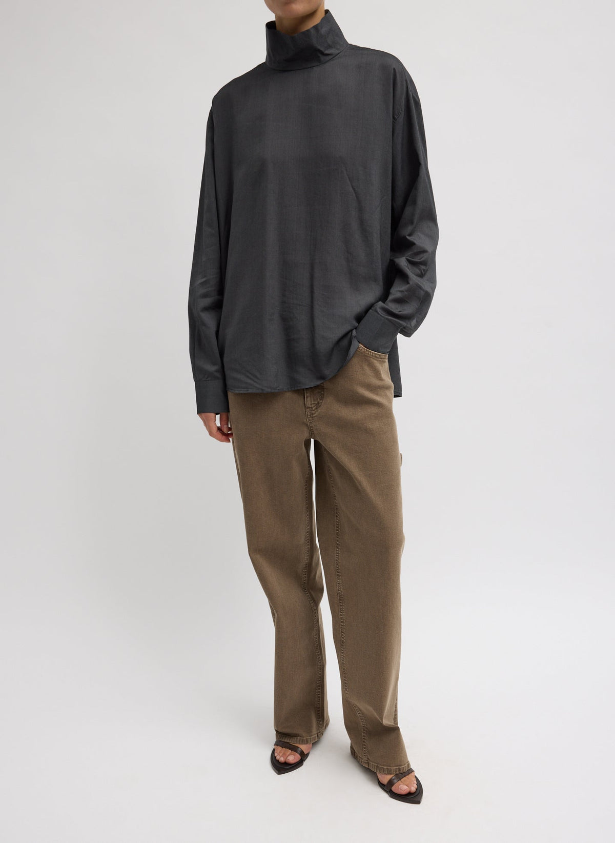 Ultra Light Silk Tencel Funnel Neck Shirt | Tibi Hot Sale