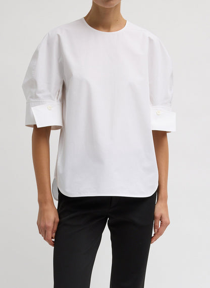Compact Eco Poplin Reverse Sleeve Top | Tibi Smart Buy