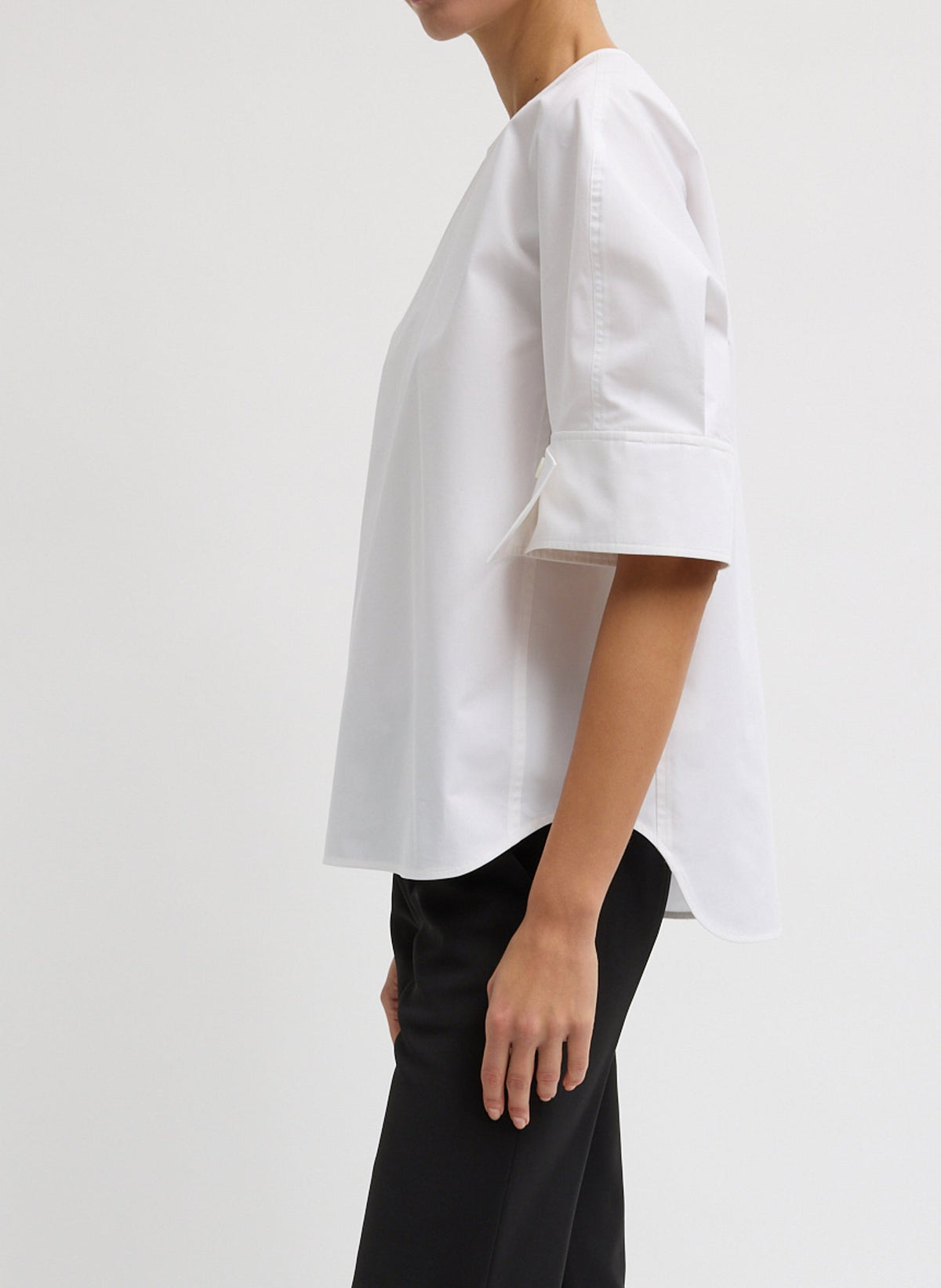 Compact Eco Poplin Reverse Sleeve Top | Tibi Smart Buy