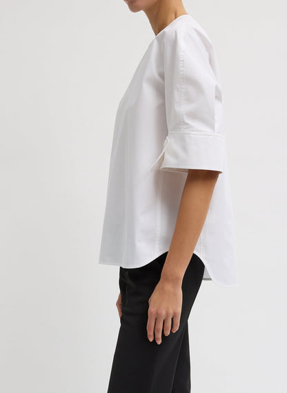 Compact Eco Poplin Reverse Sleeve Top | Tibi Smart Buy