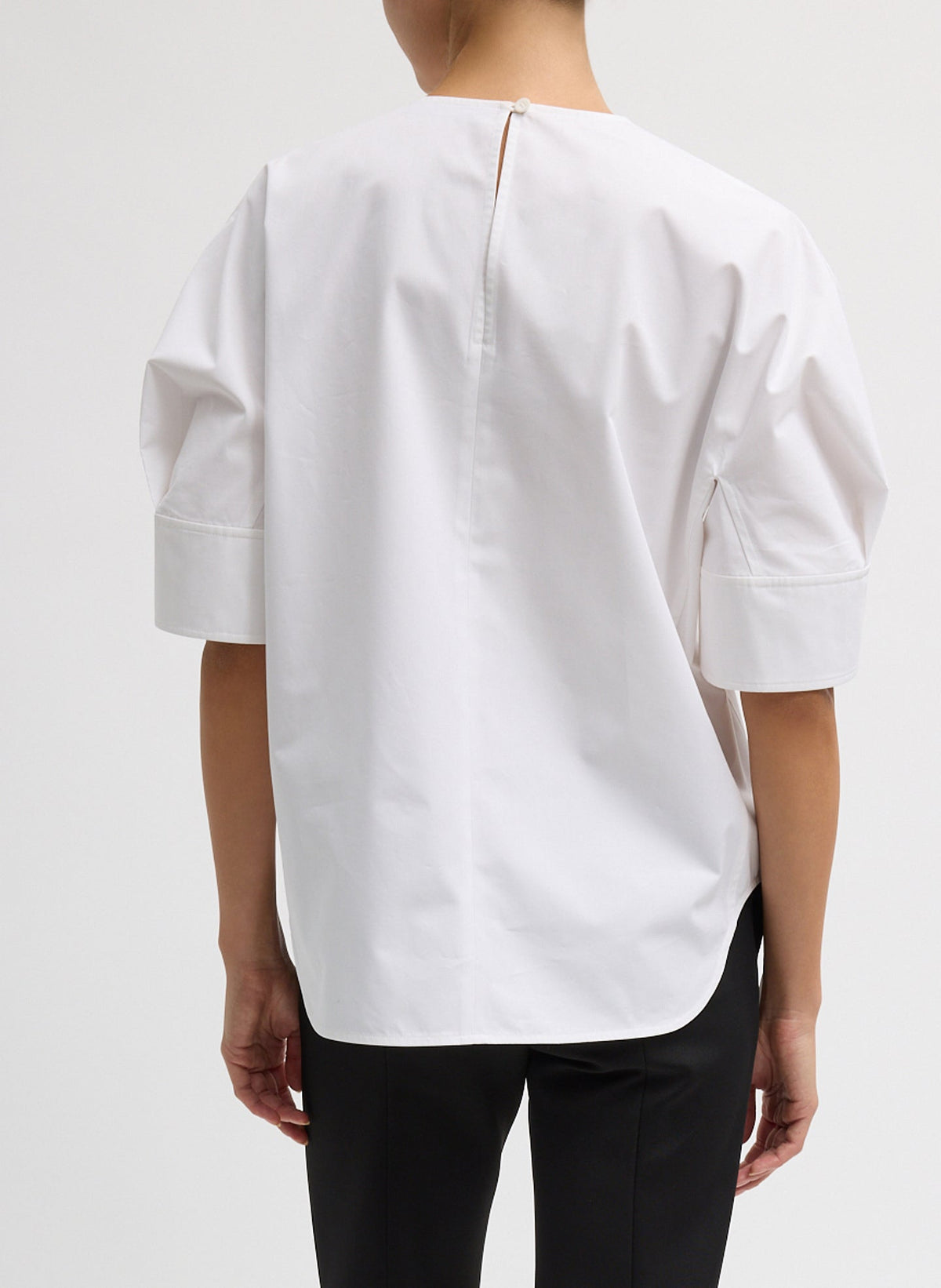 Compact Eco Poplin Reverse Sleeve Top | Tibi Smart Buy