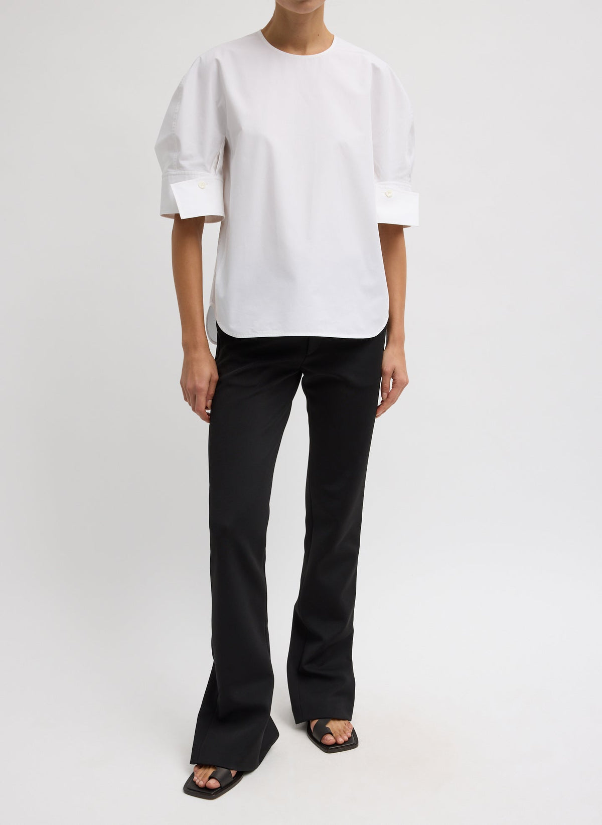 Compact Eco Poplin Reverse Sleeve Top | Tibi Smart Buy
