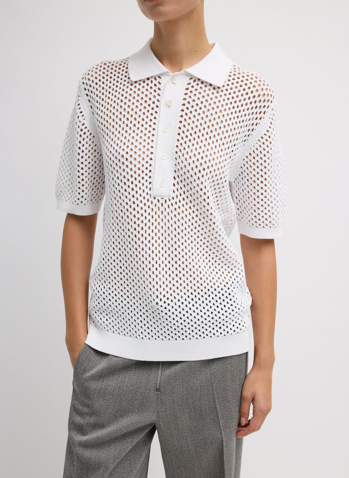Crochet Netting Slim Polo | Tibi Hot Sale
