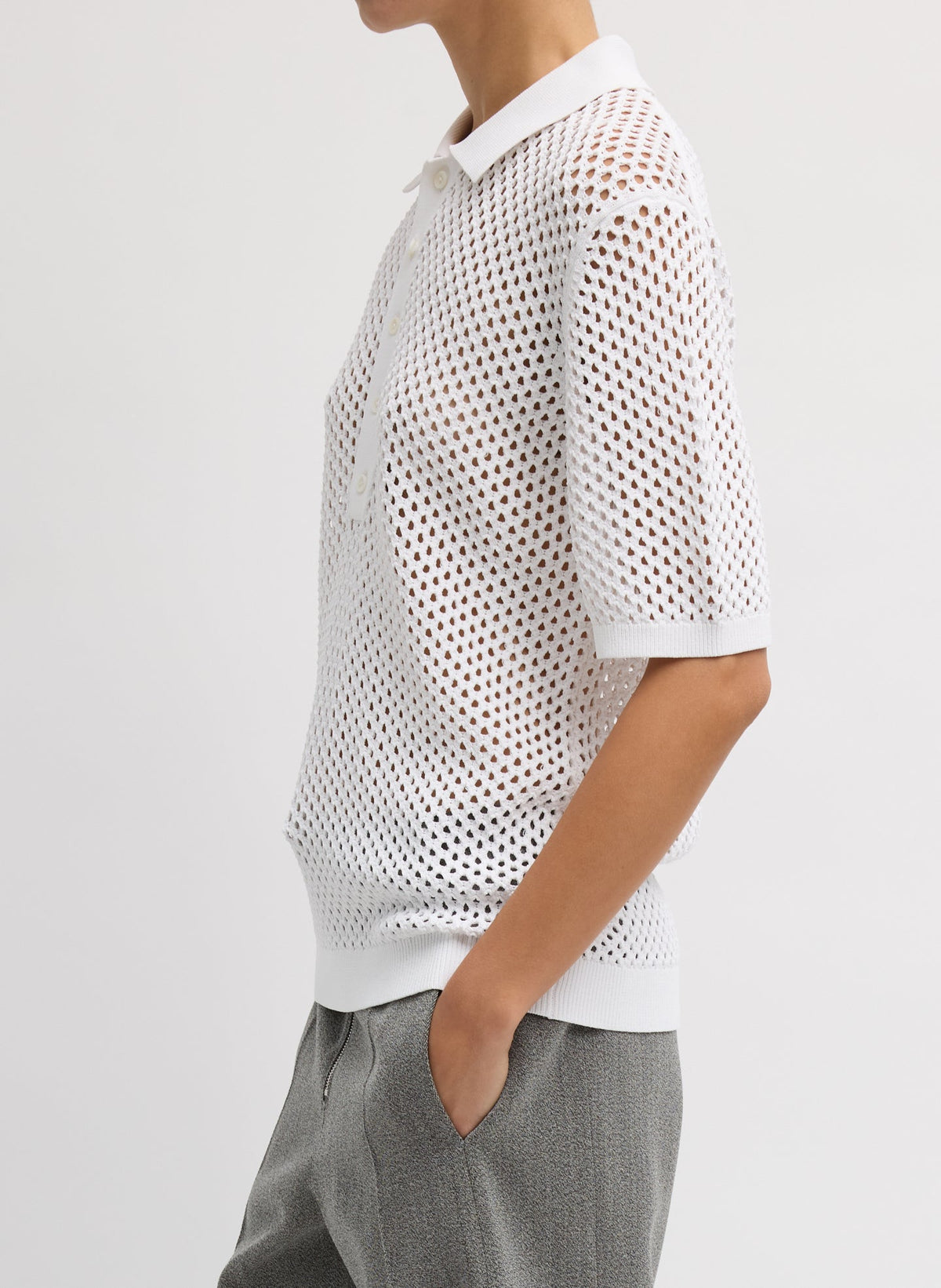 Crochet Netting Slim Polo | Tibi Hot Sale