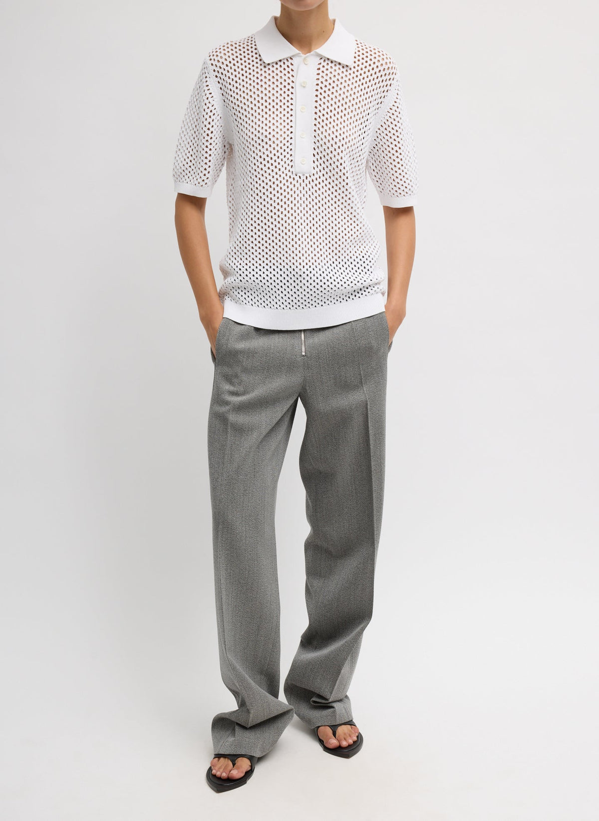 Crochet Netting Slim Polo | Tibi Hot Sale