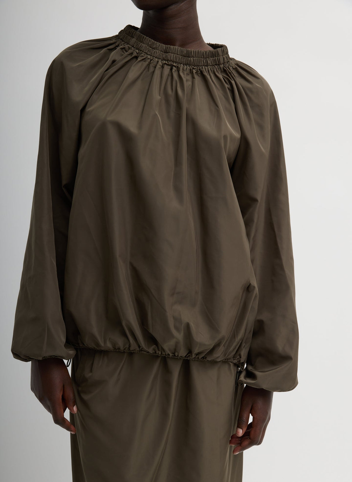 Italian Sporty Nylon Shirred Anorak Top | Tibi Deals