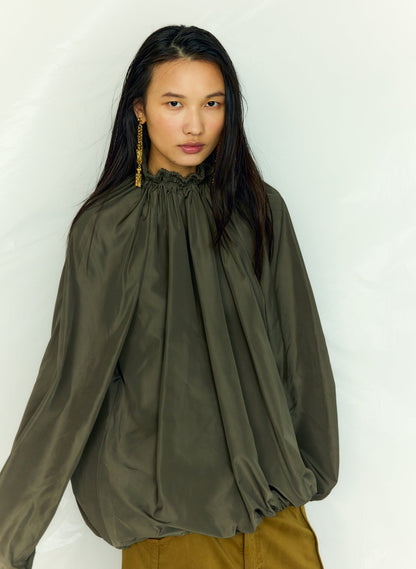 Italian Sporty Nylon Shirred Anorak Top | Tibi Deals