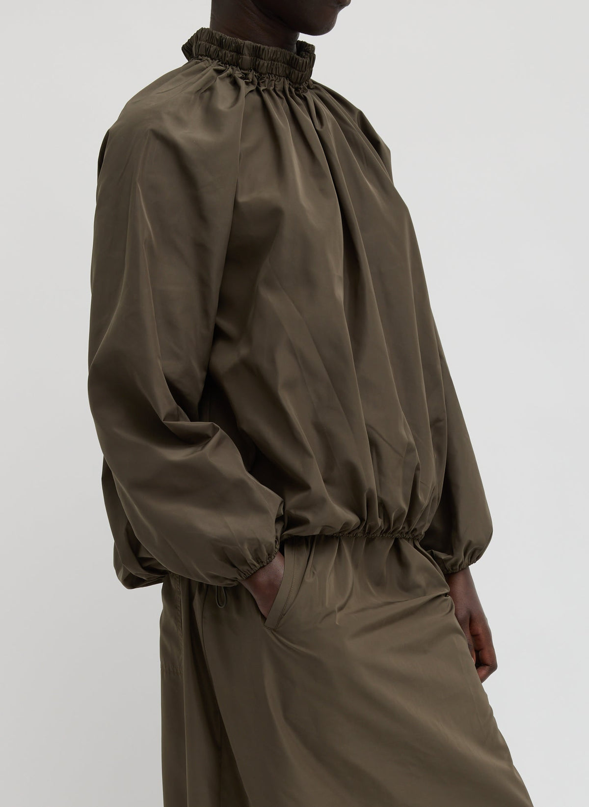 Italian Sporty Nylon Shirred Anorak Top | Tibi Deals