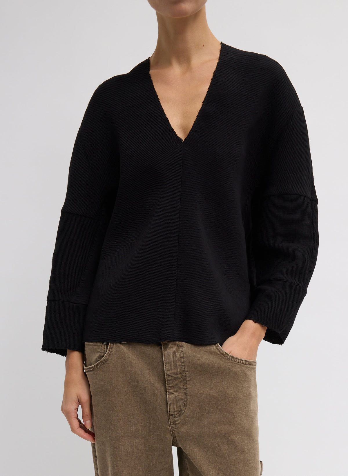 Viscose Plisse Hinged Long Sleeve Top | Tibi Everyday