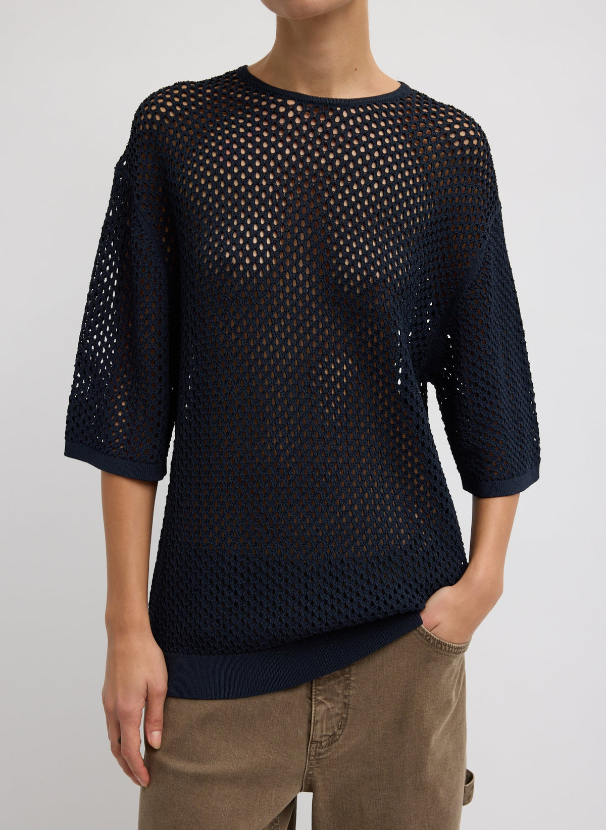 Crochet Netting Oversized Easy T-Shirt | Tibi Premium