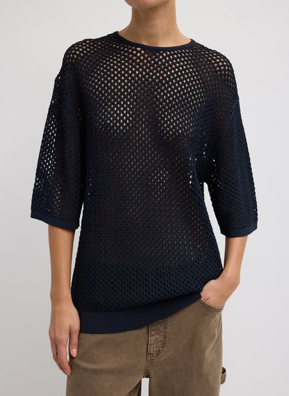 Crochet Netting Oversized Easy T-Shirt | Tibi Premium