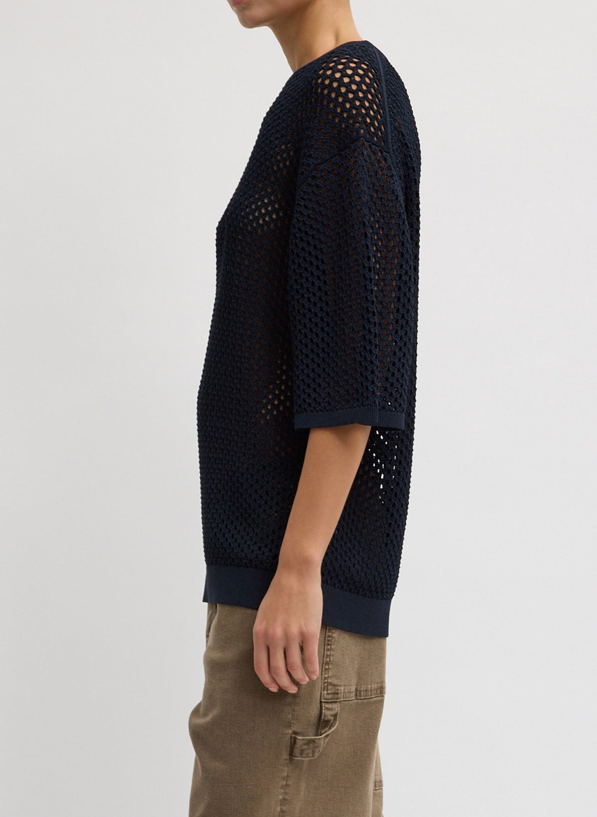 Crochet Netting Oversized Easy T-Shirt | Tibi Premium