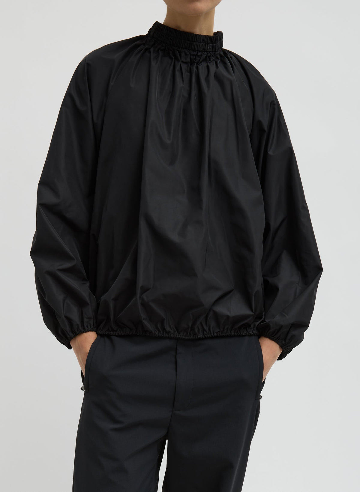 Italian Sporty Nylon Shirred Anorak Top | Tibi Featured