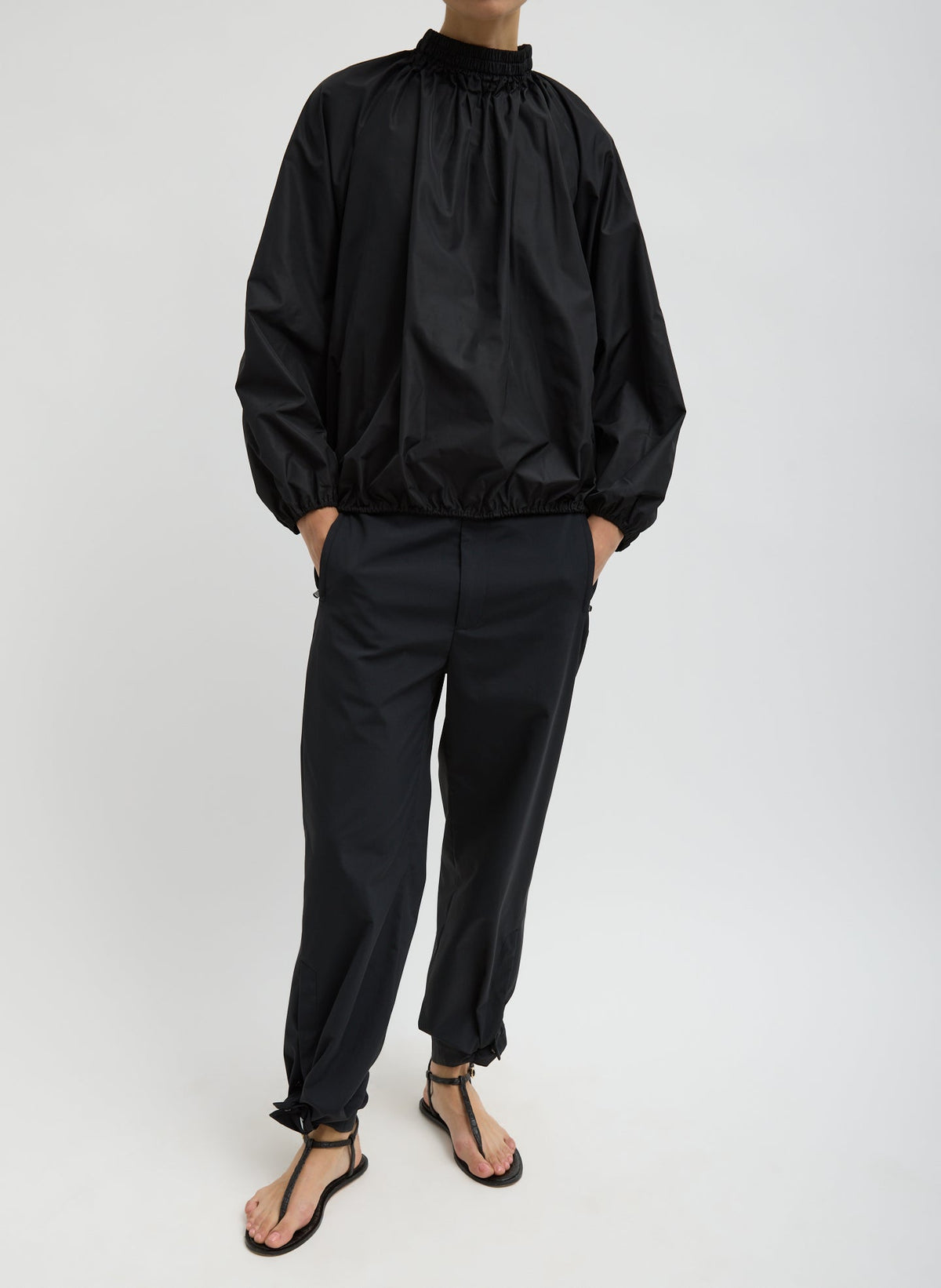 Italian Sporty Nylon Shirred Anorak Top | Tibi Featured