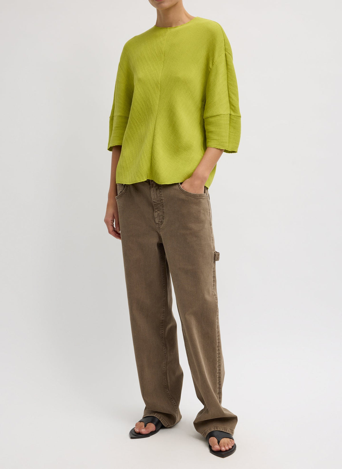 Viscose Plisse Hinged Short Sleeve Top | Tibi Sale