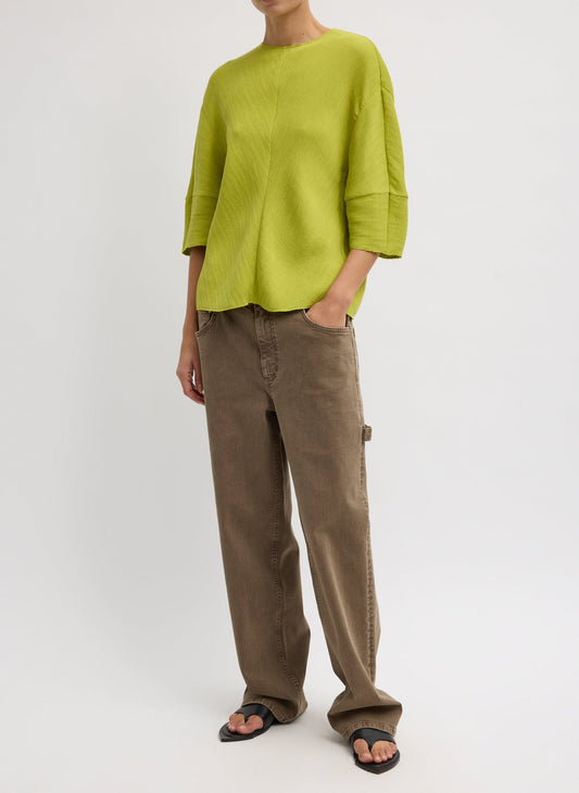 Viscose Plisse Hinged Short Sleeve Top | Tibi Sale
