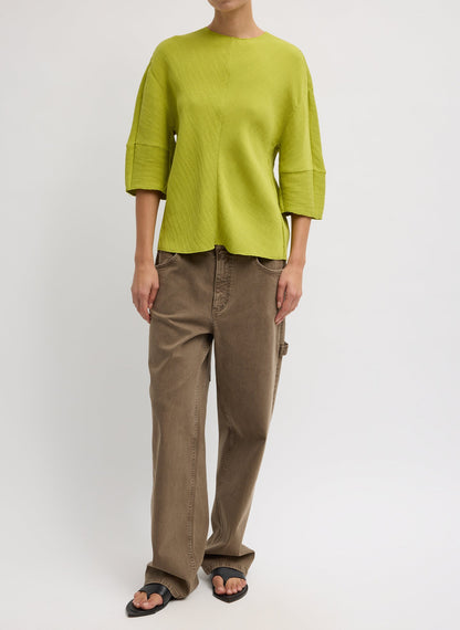 Viscose Plisse Hinged Short Sleeve Top | Tibi Sale