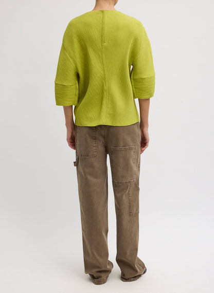 Viscose Plisse Hinged Short Sleeve Top | Tibi Sale