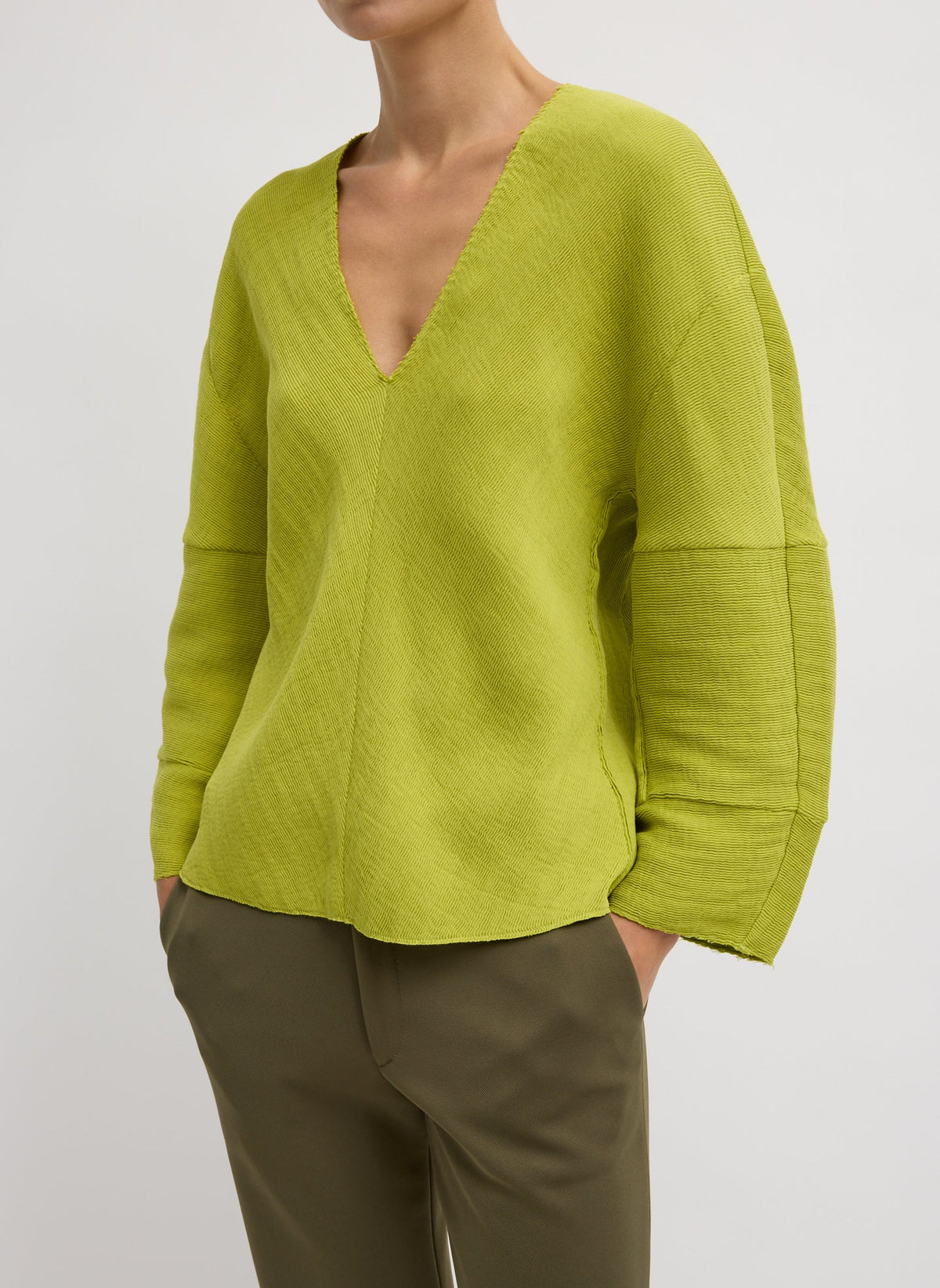 Viscose Plisse Hinged Long Sleeve Top | Tibi Essential