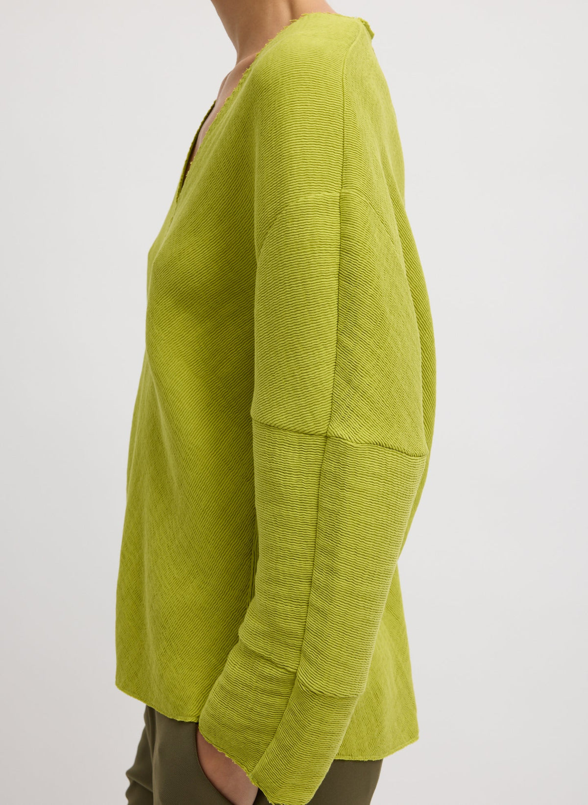 Viscose Plisse Hinged Long Sleeve Top | Tibi Essential