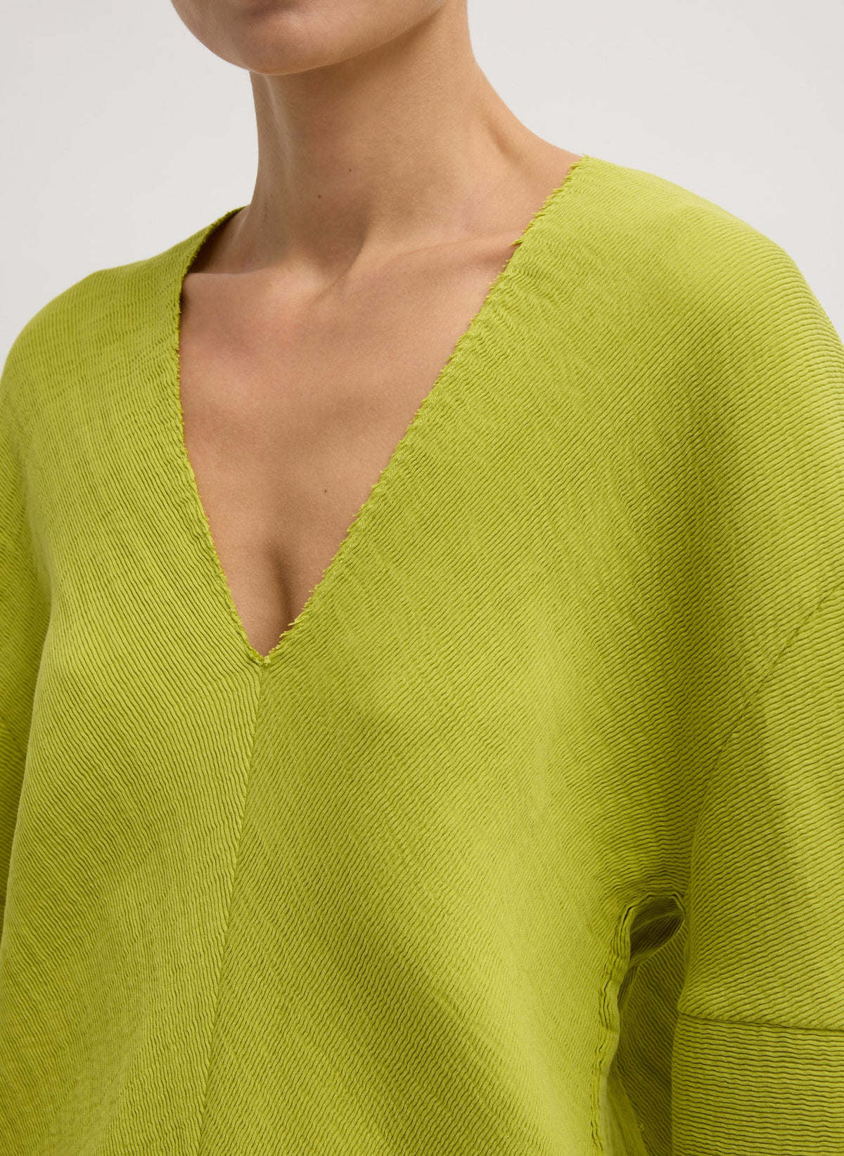 Viscose Plisse Hinged Long Sleeve Top | Tibi Essential
