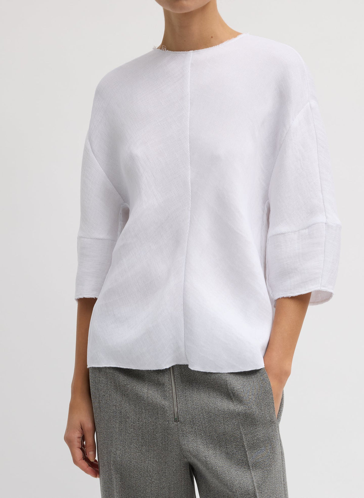 Viscose Plisse Hinged Short Sleeve Top | Tibi Exclusive