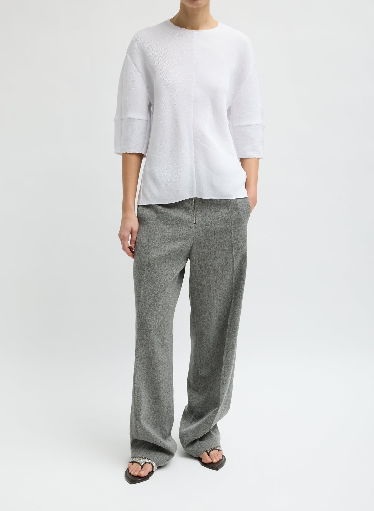 Viscose Plisse Hinged Short Sleeve Top | Tibi Exclusive