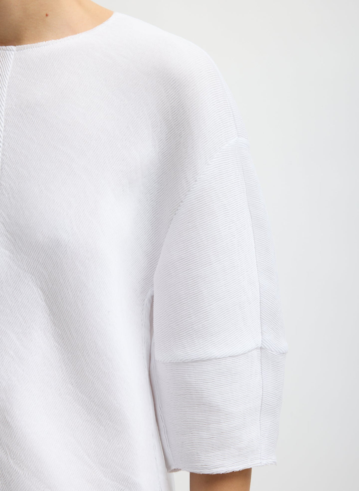 Viscose Plisse Hinged Short Sleeve Top | Tibi Exclusive