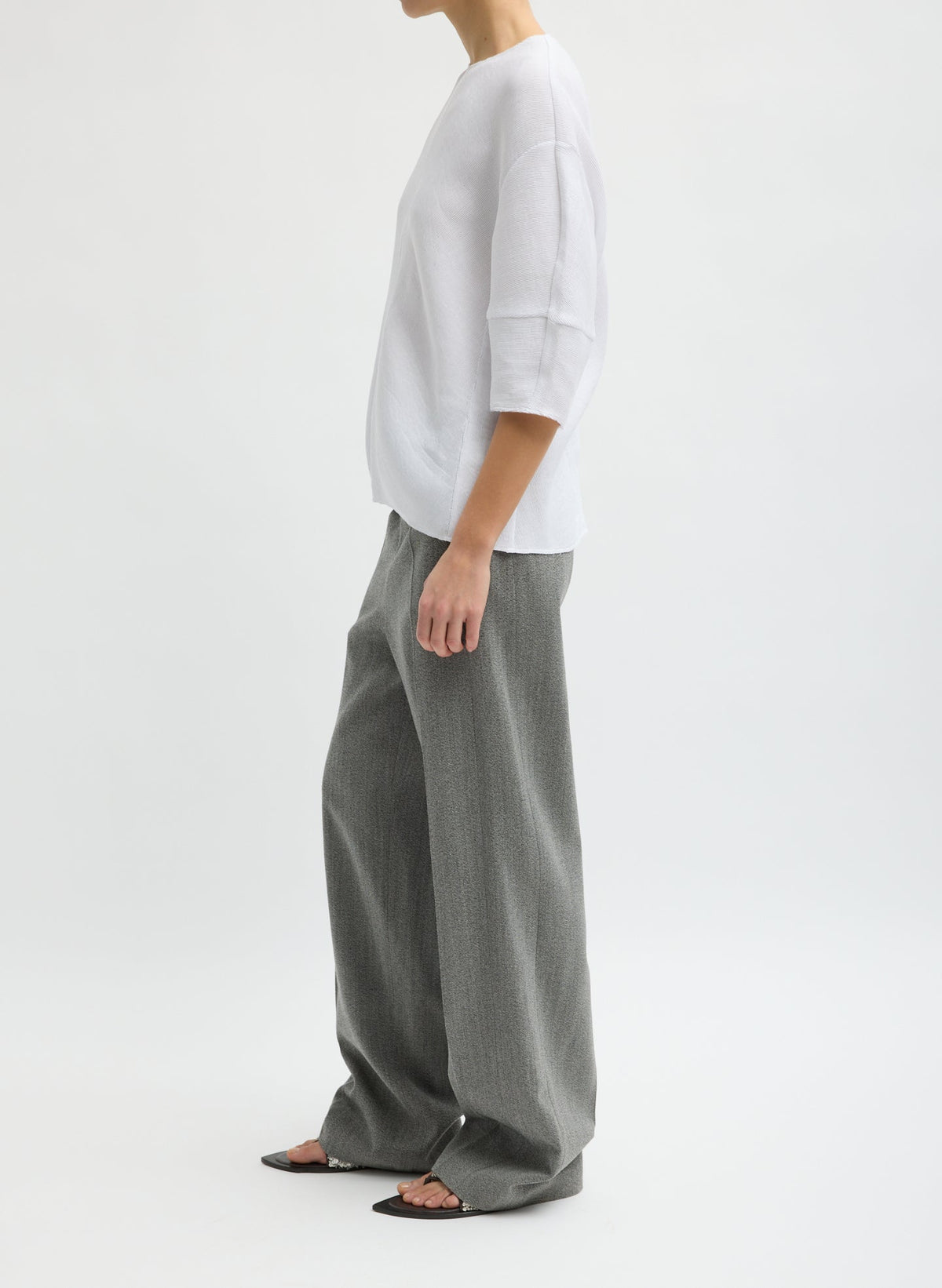 Viscose Plisse Hinged Short Sleeve Top | Tibi Exclusive