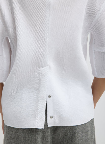 Viscose Plisse Hinged Short Sleeve Top | Tibi Exclusive