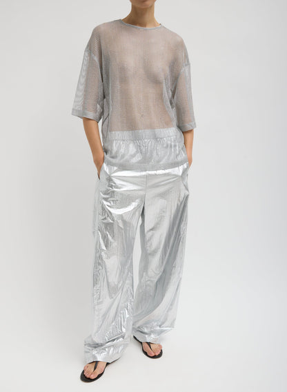 Viscose Metallic Mesh Easy T-Shirt | Tibi New