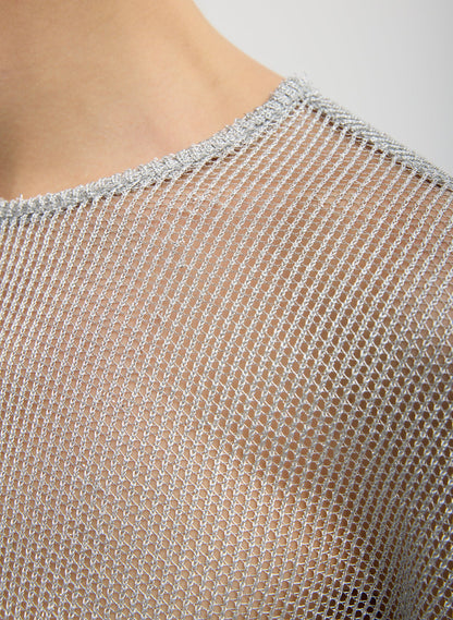 Viscose Metallic Mesh Easy T-Shirt | Tibi New