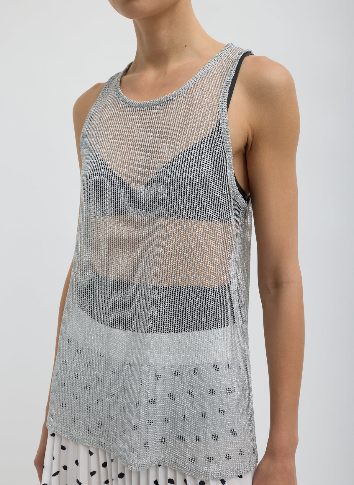 Viscose Metallic Ribbed Tank | Tibi Recommended