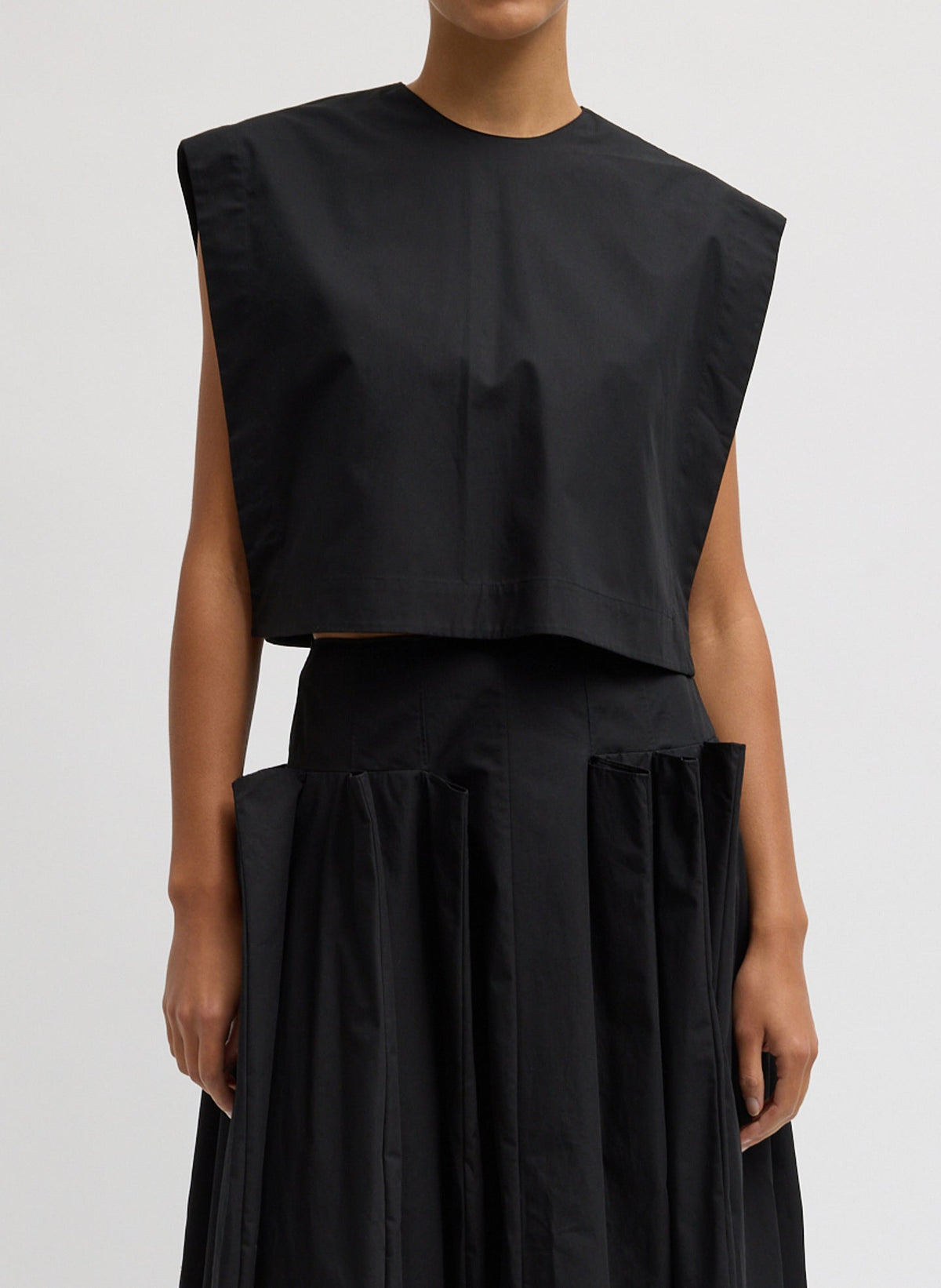Compact Eco Poplin Cropped Square Top | Tibi Popular