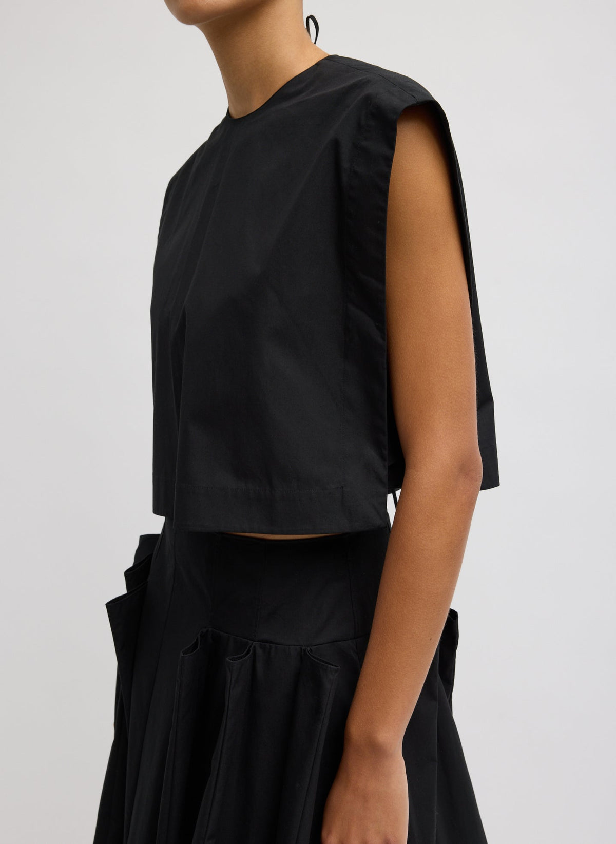Compact Eco Poplin Cropped Square Top | Tibi Popular