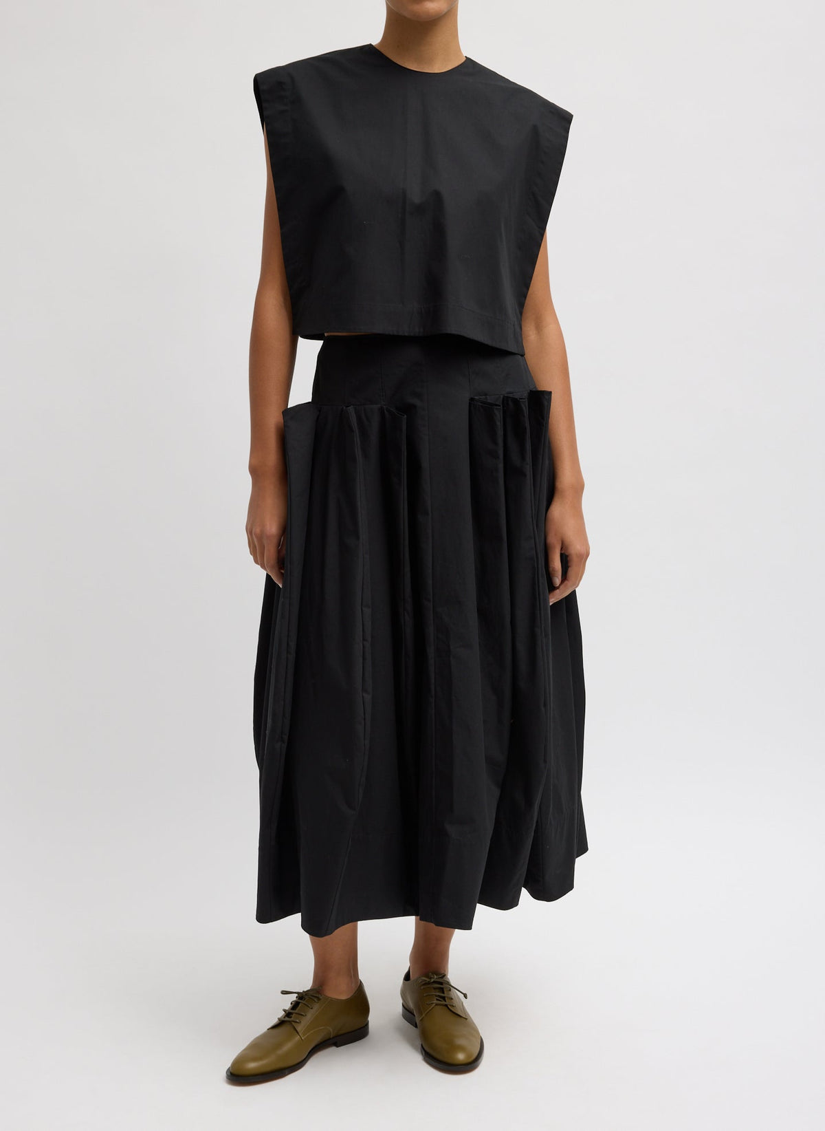Compact Eco Poplin Cropped Square Top | Tibi Popular