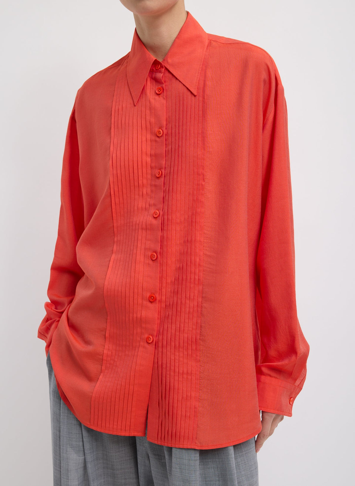 Silk Voile Easy Pintucked Shirt | Tibi Sale